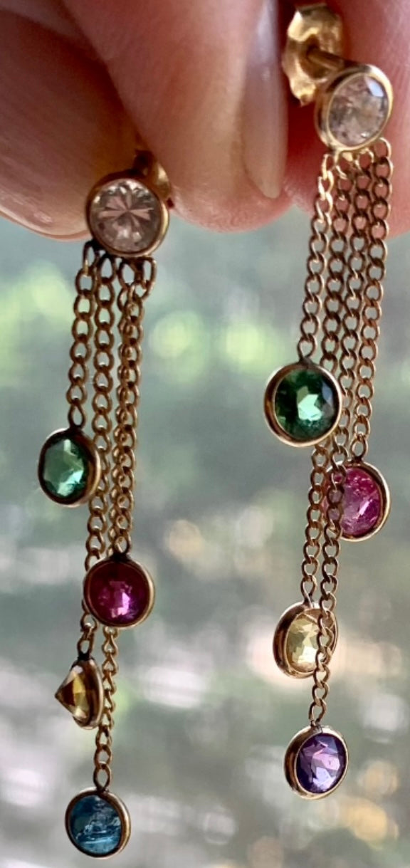 14k gold & multi gemstone earrings