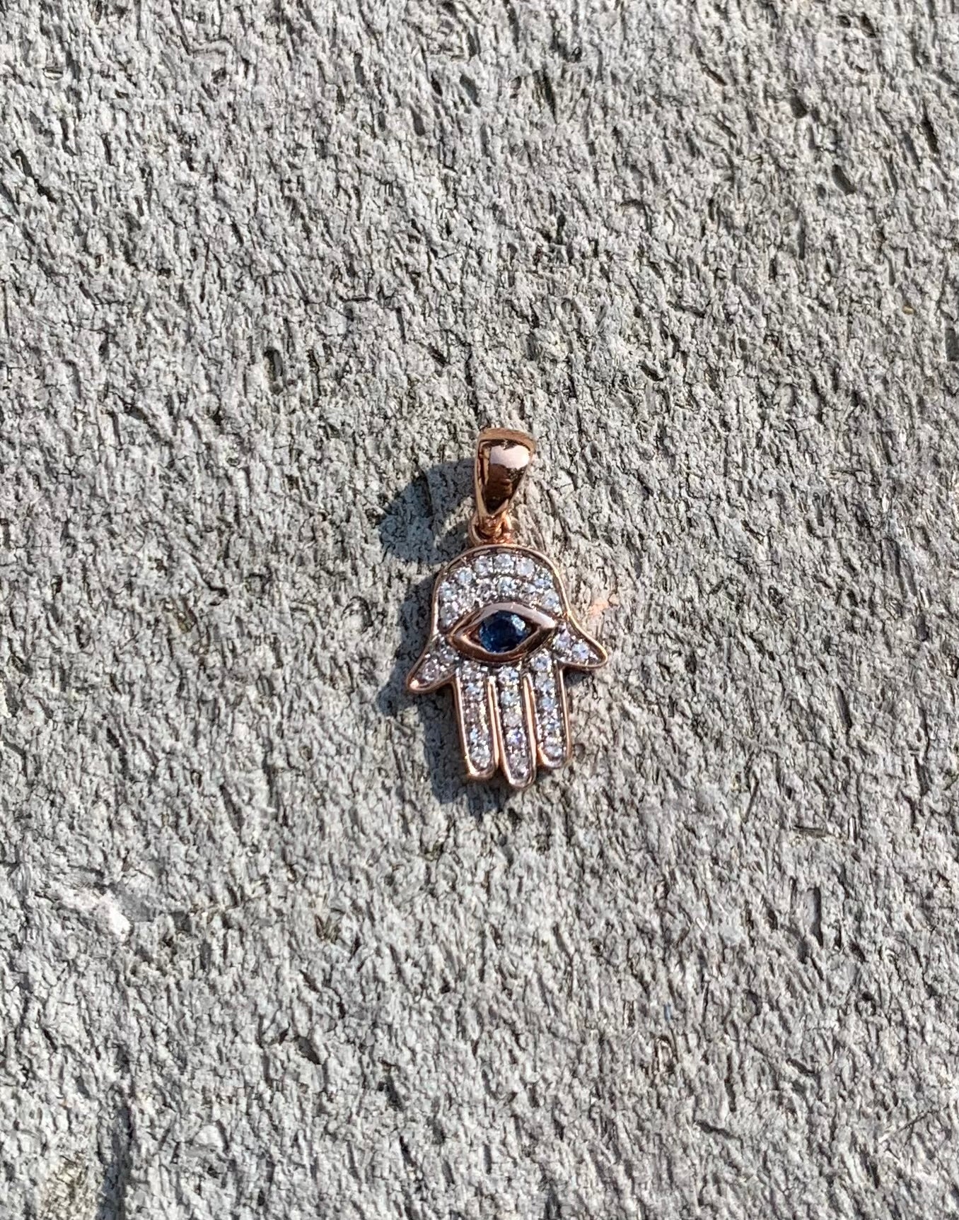 14k rose gold & diamond hamsa