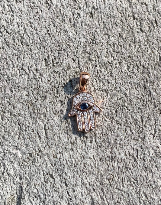 14k rose gold & diamond hamsa