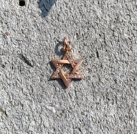 14k rose gold & Diamond Jewish star charm