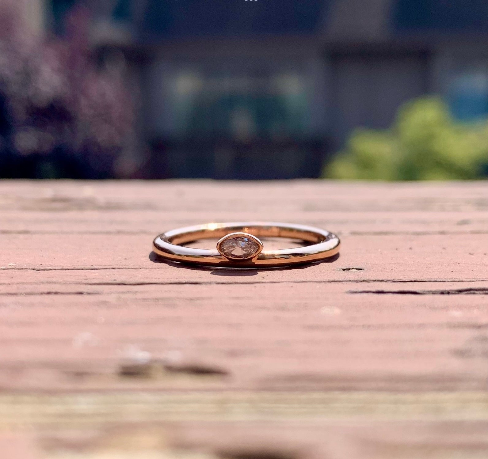 14k rose gold & diamond ring