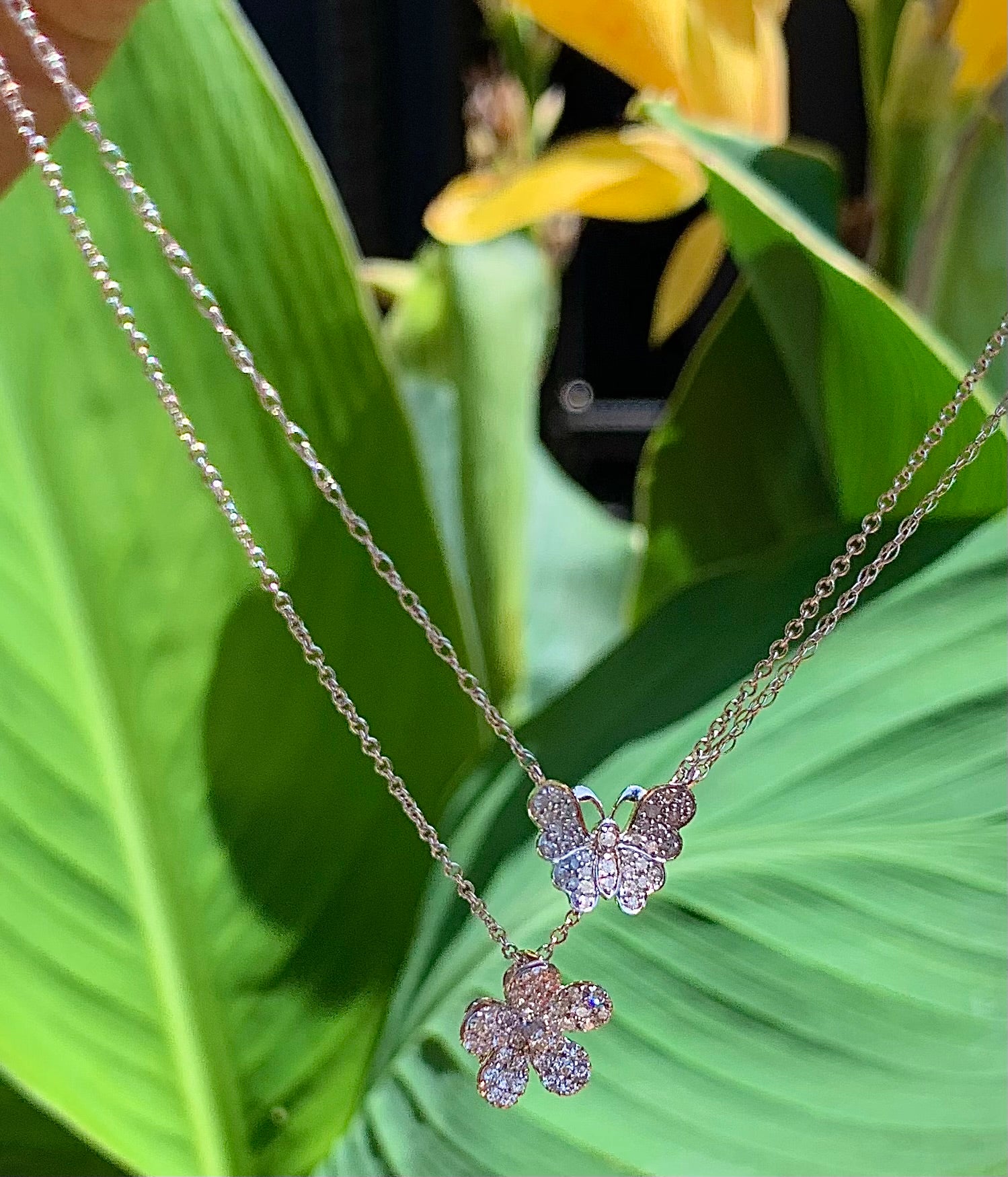 14k white gold & diamond necklaces