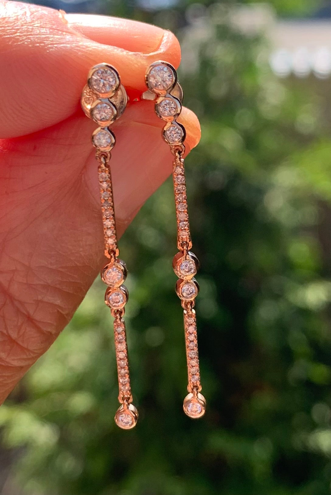 14k rose gold & diamond earrings