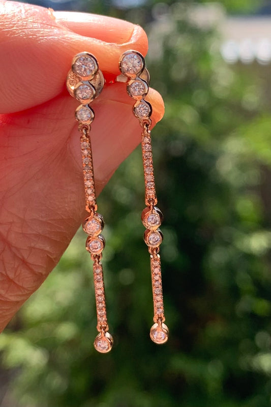 14k rose gold & diamond earrings