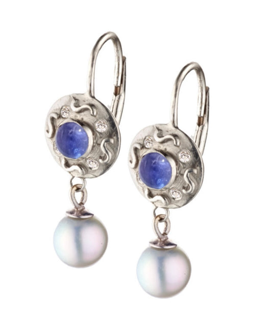 14k gold, tanzanite & diamond earrings