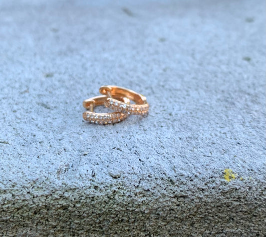 14k rose gold & diamond huggies