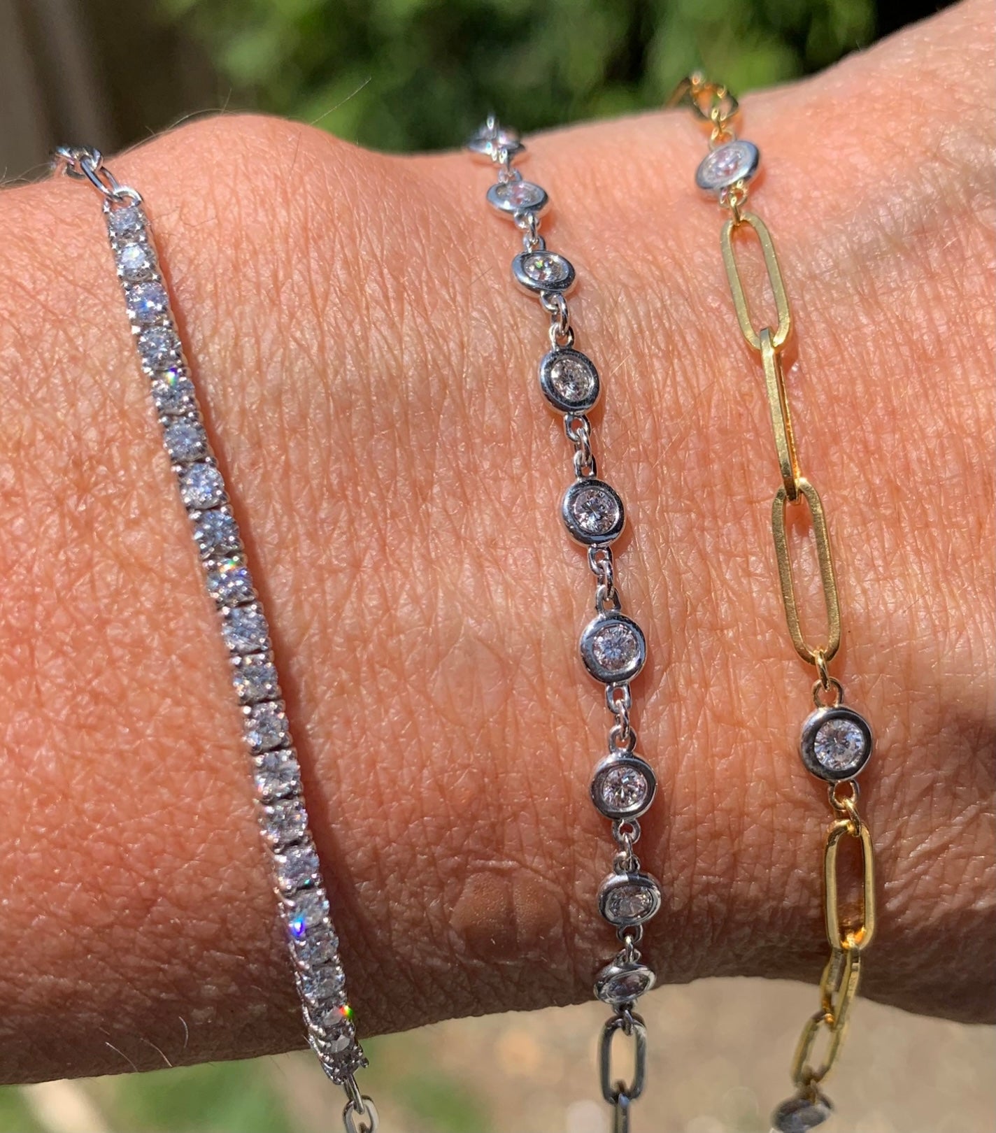 14k white & yellow gold diamond bracelets