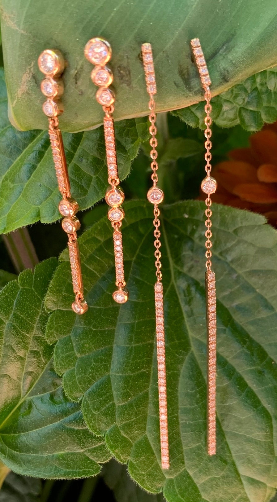 14k rose gold & diamond earrings