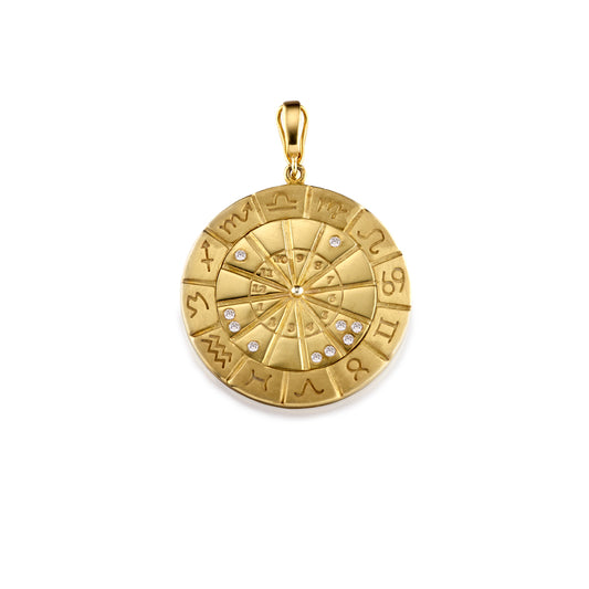 14k yellow gold & diamond medallion