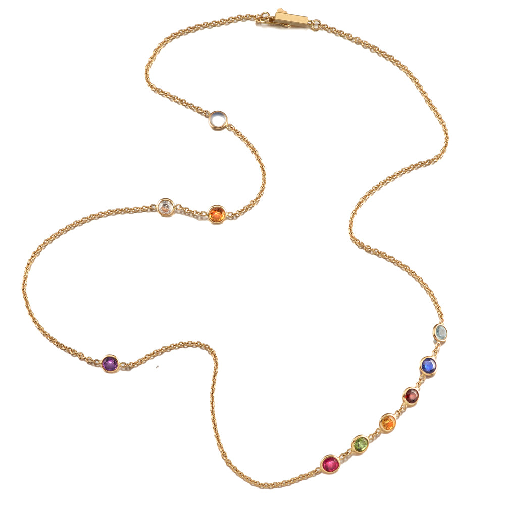 14k gold  multi gemstone necklace