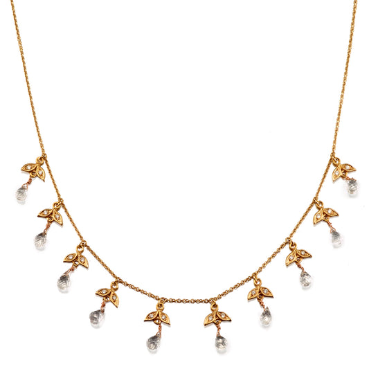 14k gold, Diamond & topaz necklace